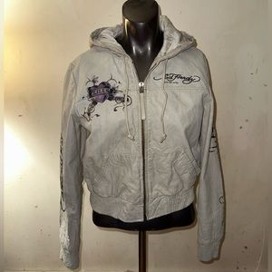 Ed Hardy Leather Jacket L